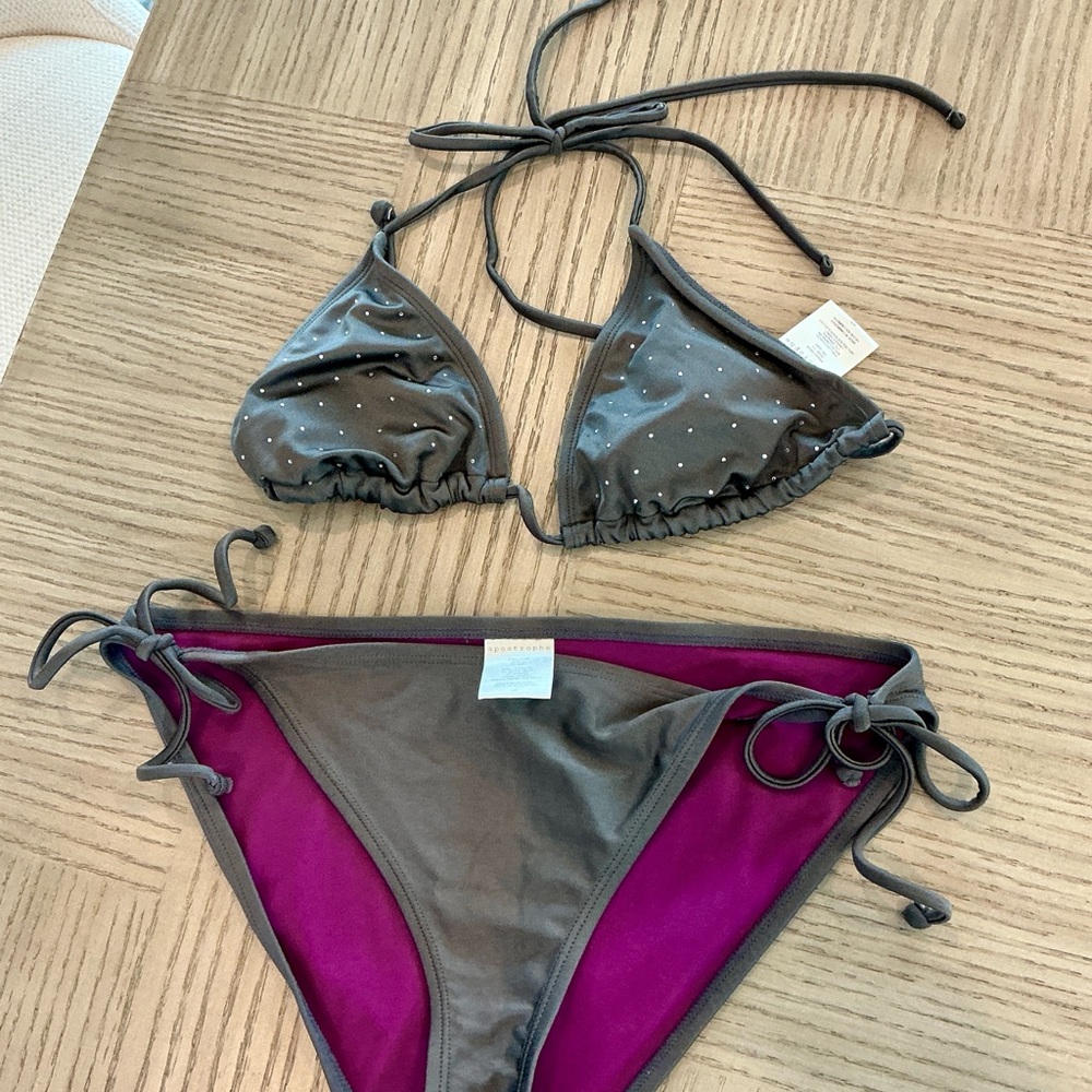 Gray and Pink Bikini Set Size M